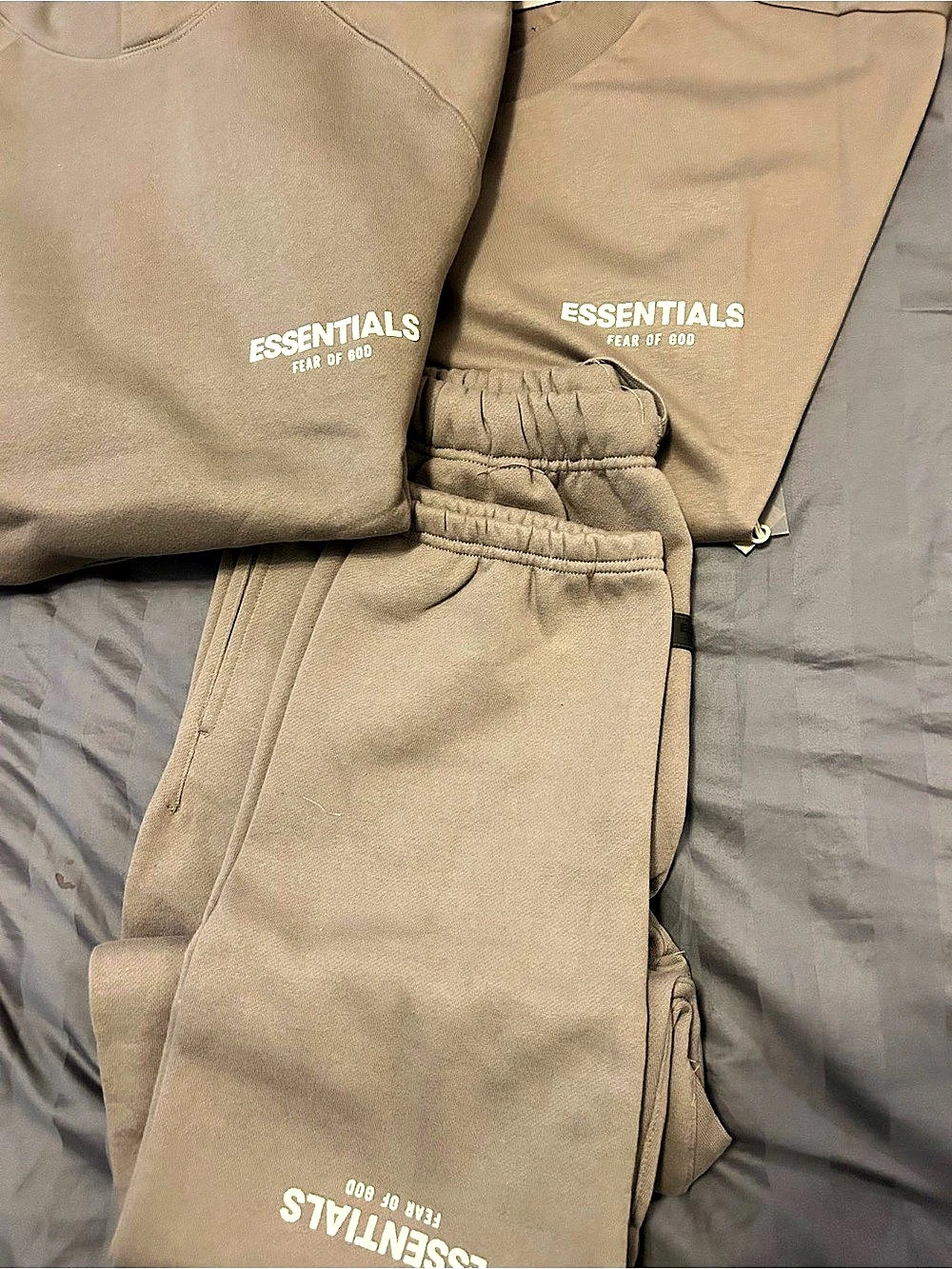 ESSENTIALS Brown Jogger Pants T-Shirt And Hoodie- Desert Taupe